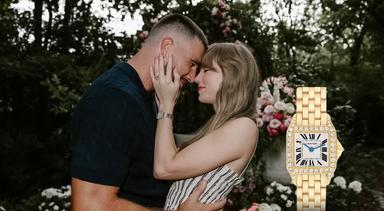 Taylor Swift’s Engagement Moment Perfectly Paired With Cartier Santos Demoiselle