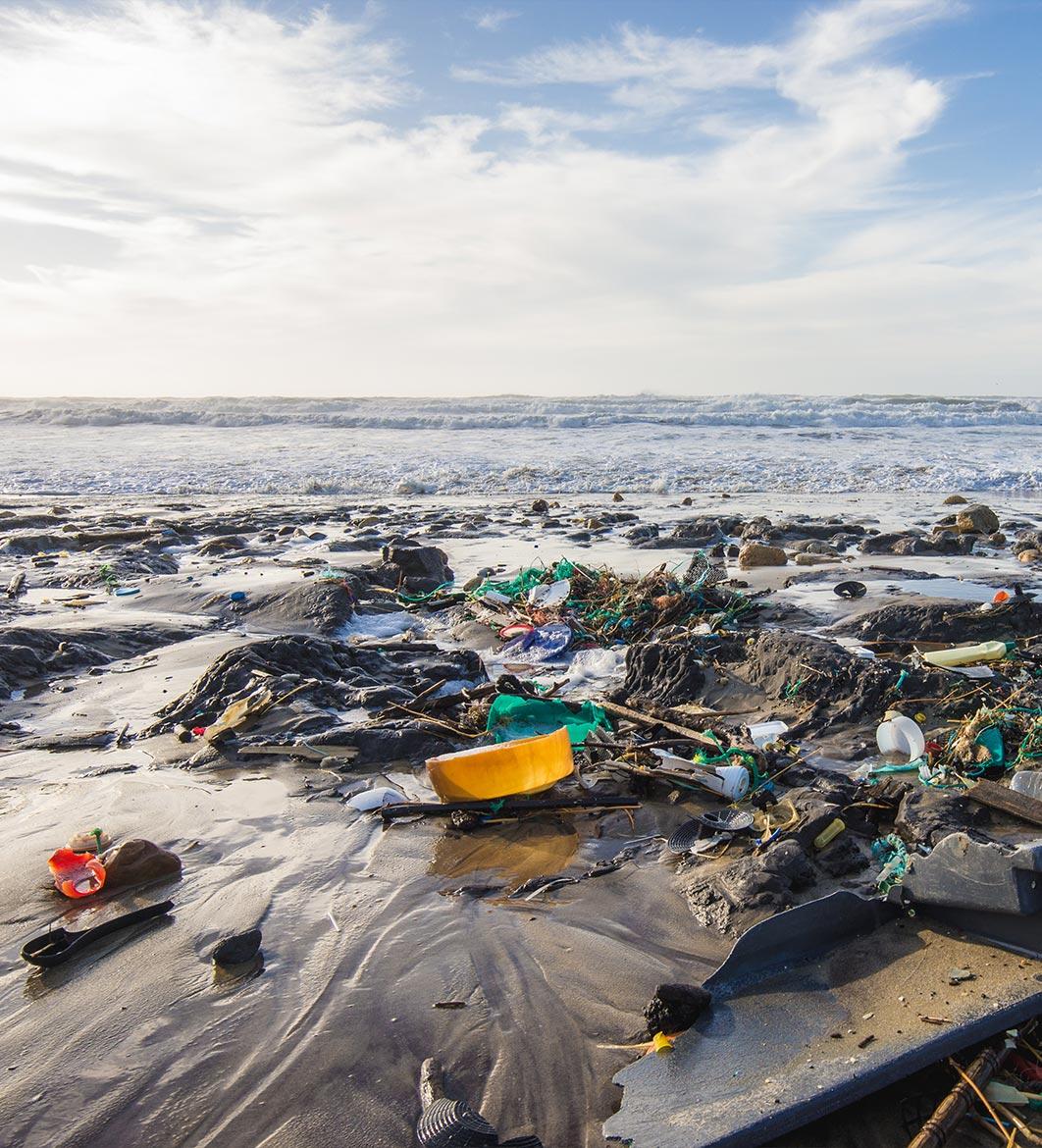Pollution of the beach during winter Montalivet, Medoc Gironde France