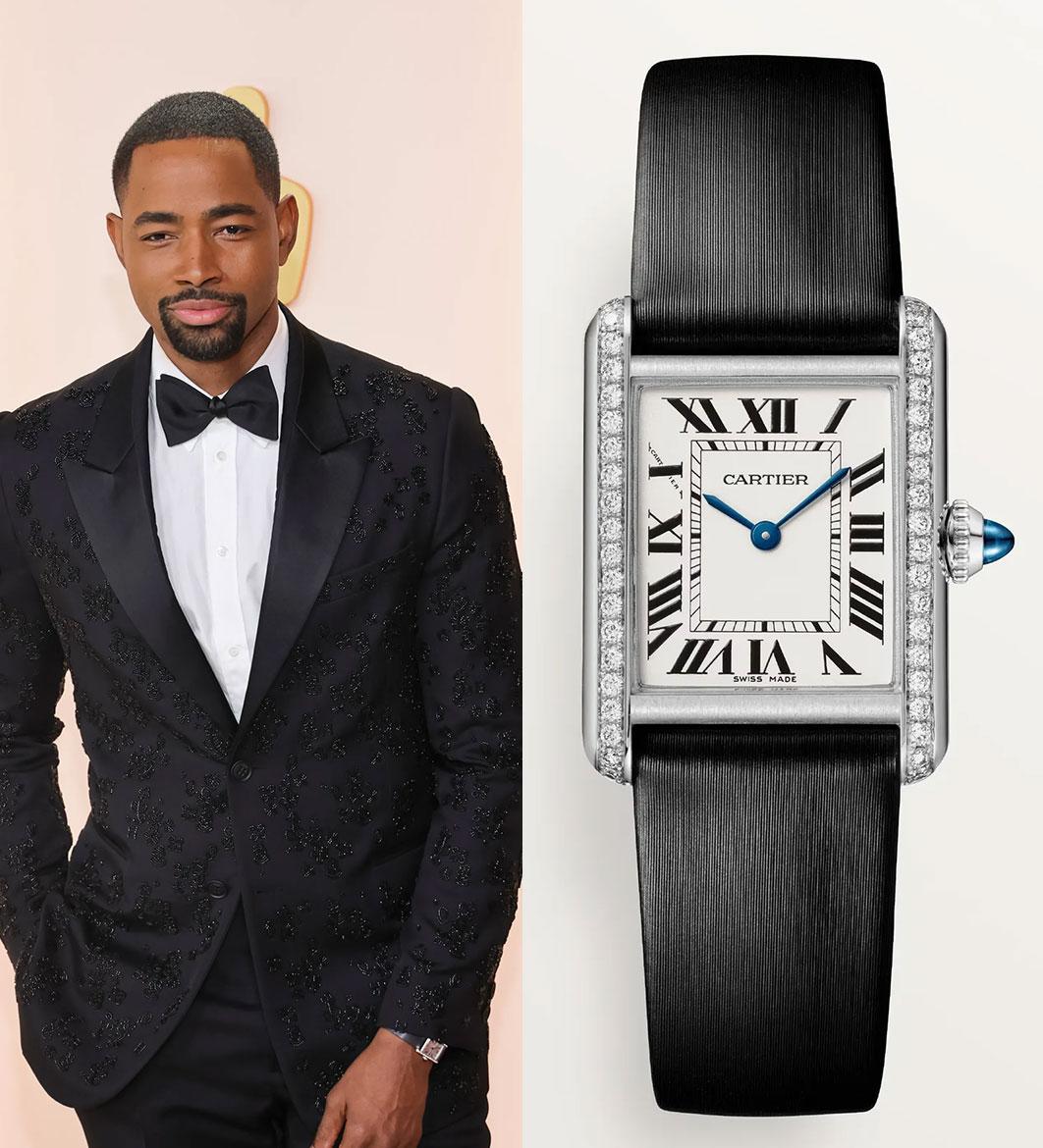 Jay Ellis at the 95th Oscars, wearing a Cartier Tank