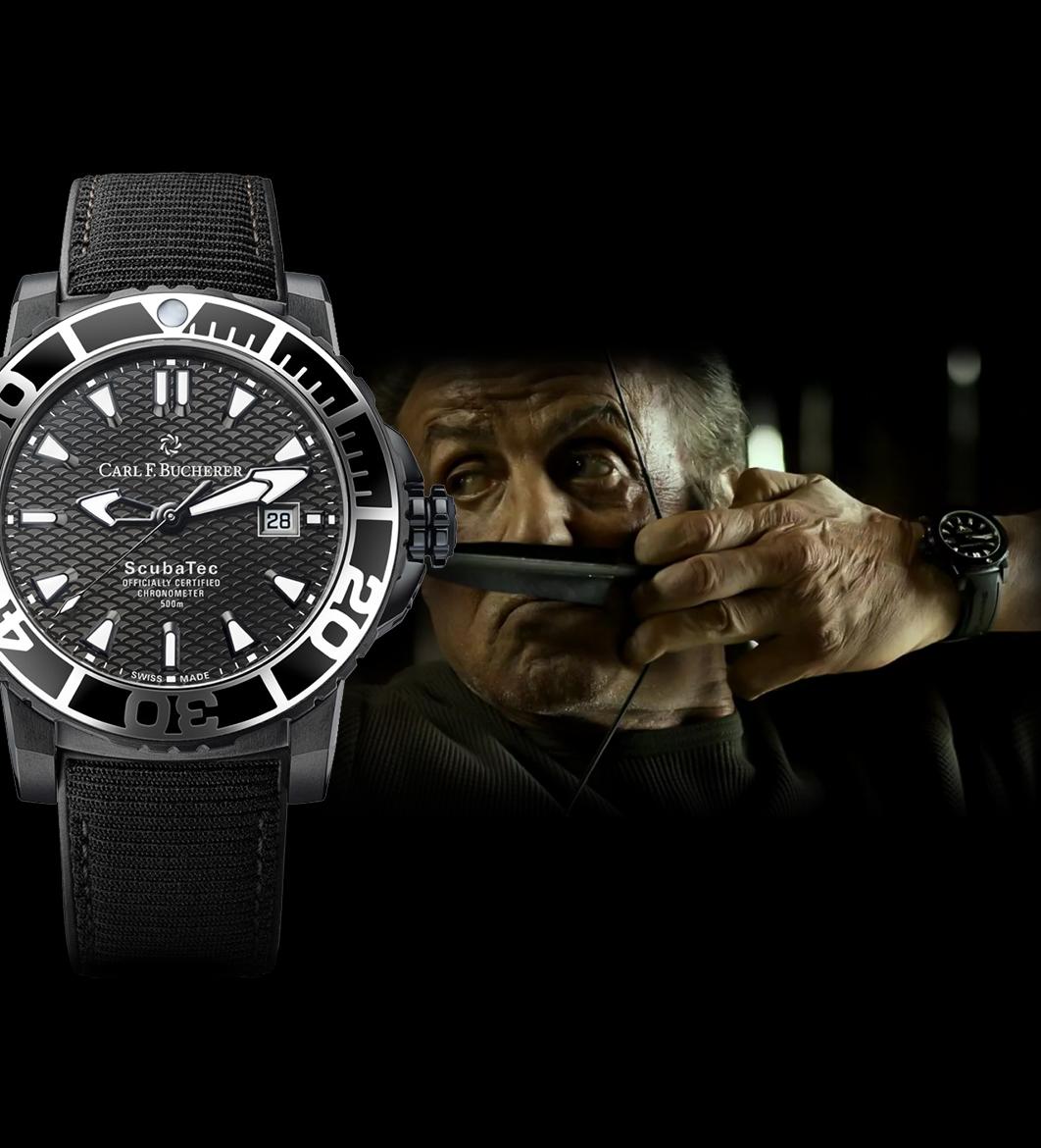 Sylvester Stallone wears Patravi Scubatec Black Manta Ray in Rambo: Last Blood