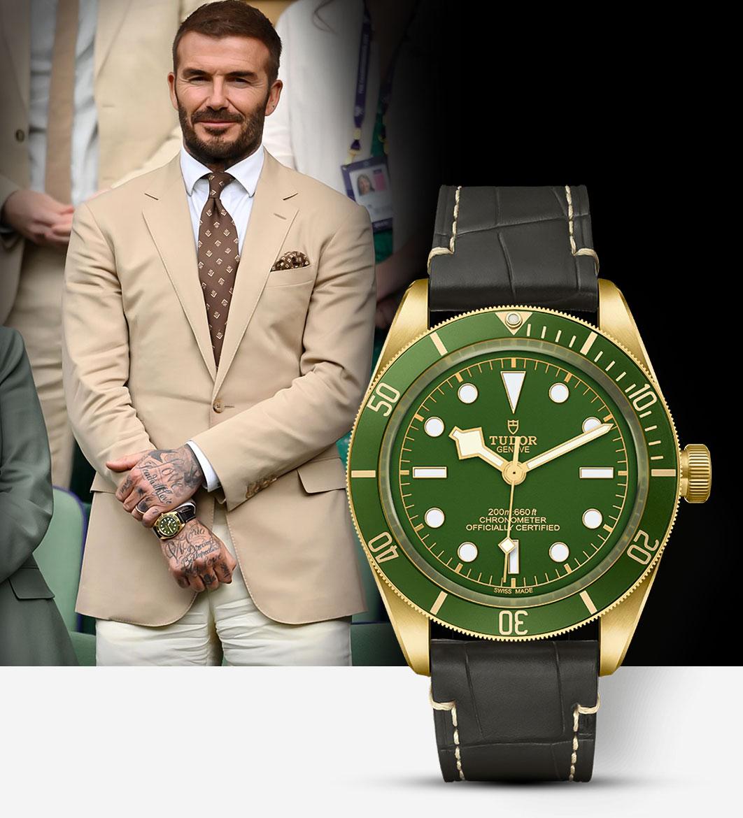 David Beckham In Tudor Black Bay 58 at Wimbledon 2023