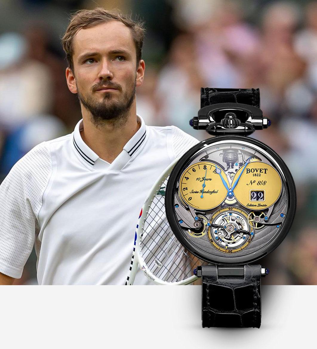 Daniil Medvedev In Bovet Fleurier Virtuoso VIII Chapter Two Tourbillon during Wimbledon 2023