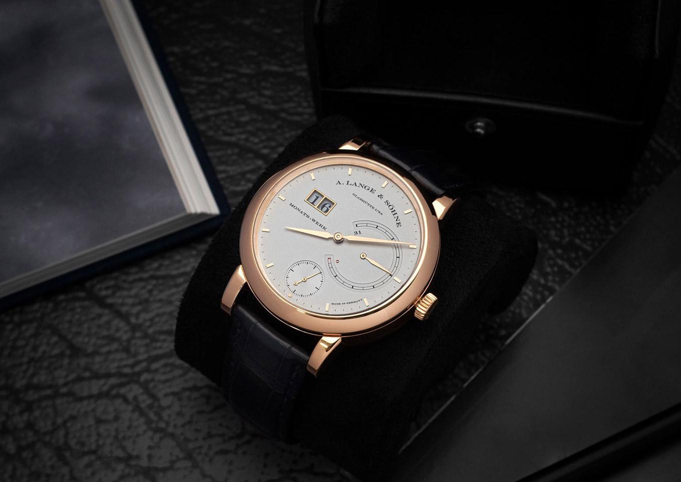 A. Lange & Sohne Lange 31 hand-wound men\'s watch with a silver dial and 31-days of power reserve