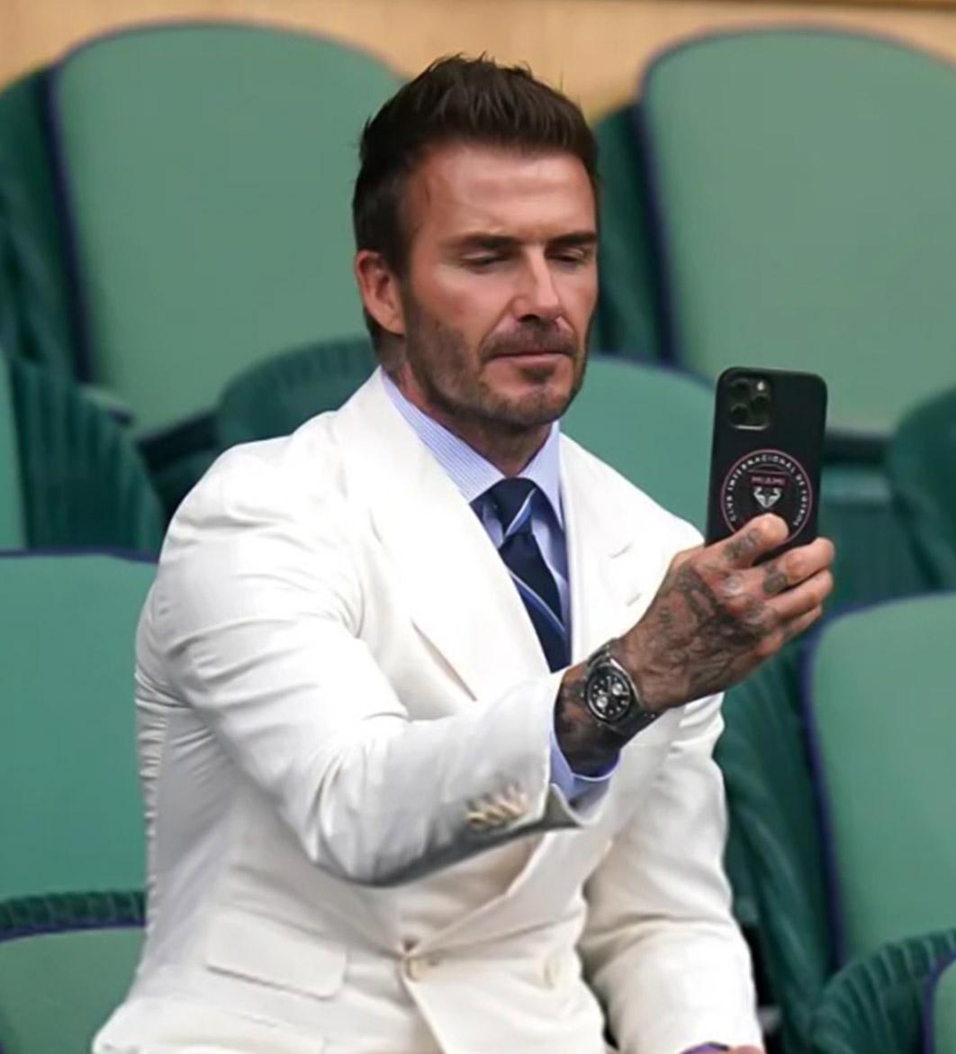 David Beckham in Tudor Black Bay Chrono at the Wimbledon 2021