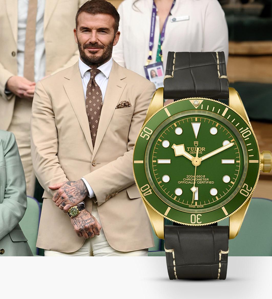 David Beckham in Tudor Black Bay 58 at the Wimbledon 2023