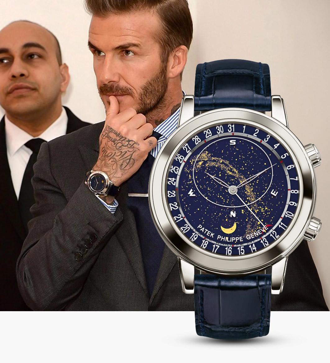 David Beckham wearing the Patek Philippe Celestial 6102P