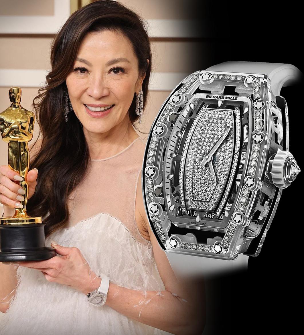 Michelle Yeoh wearing a Richard Mille watch at the Oscar 2023