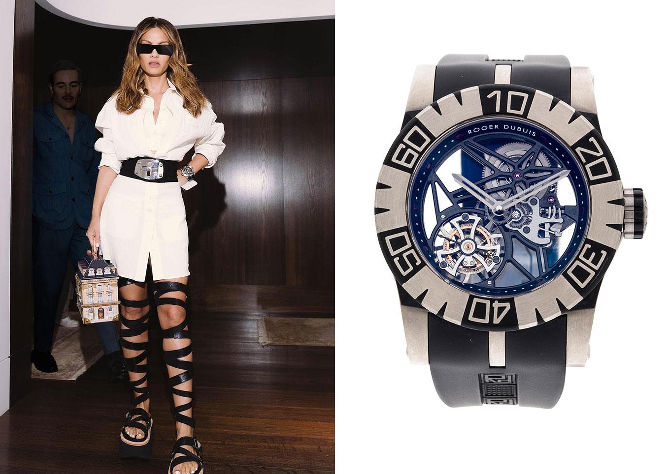 Natasha Poonawala in limited-edition Roger Dubuis Easy Diver Skeleton Flying Tourbillon
