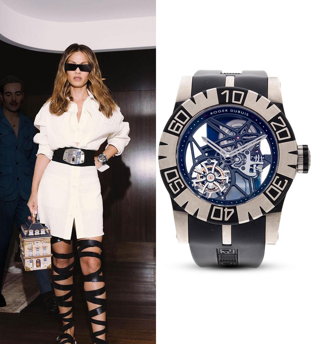 Natasha Poonawala in limited-edition Roger Dubuis Easy Diver Skeleton Flying Tourbillon