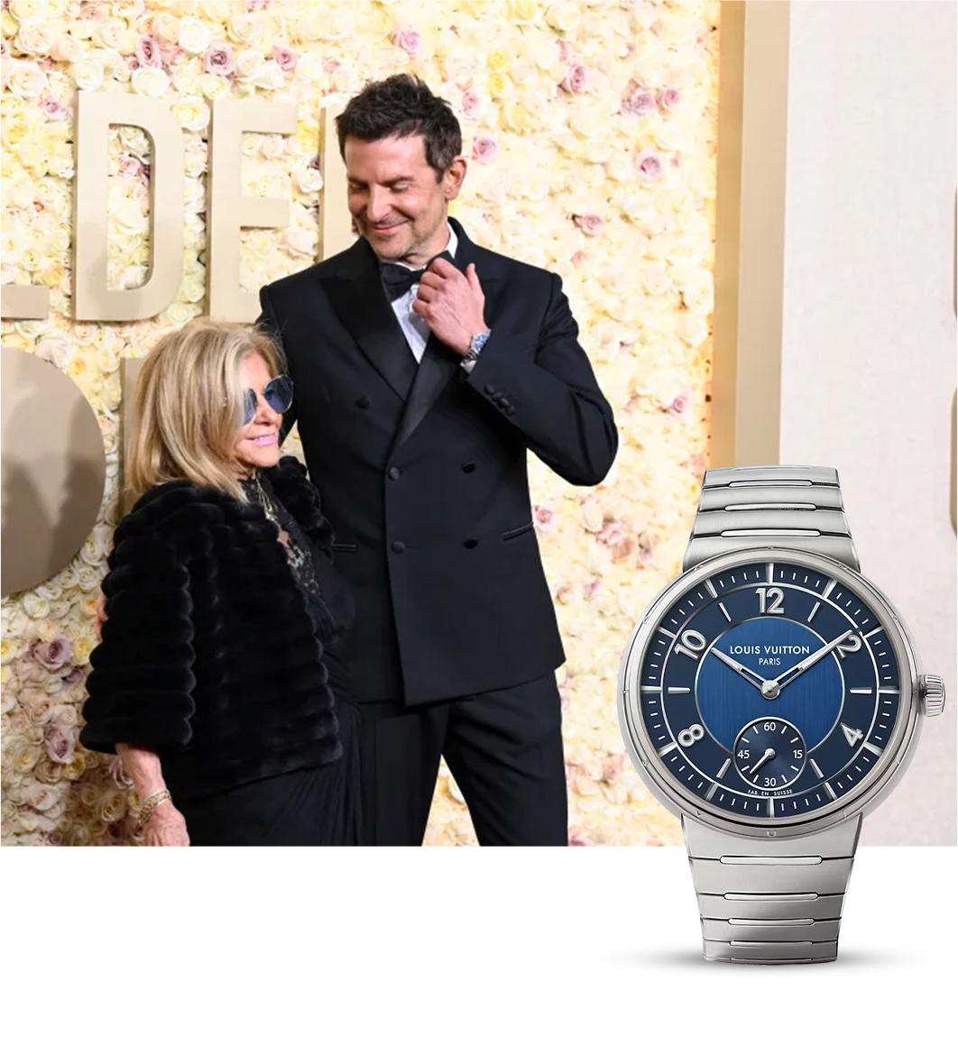 Best Actor nominee Bradley Cooper wore Louis Vuitton Tambour Automatic