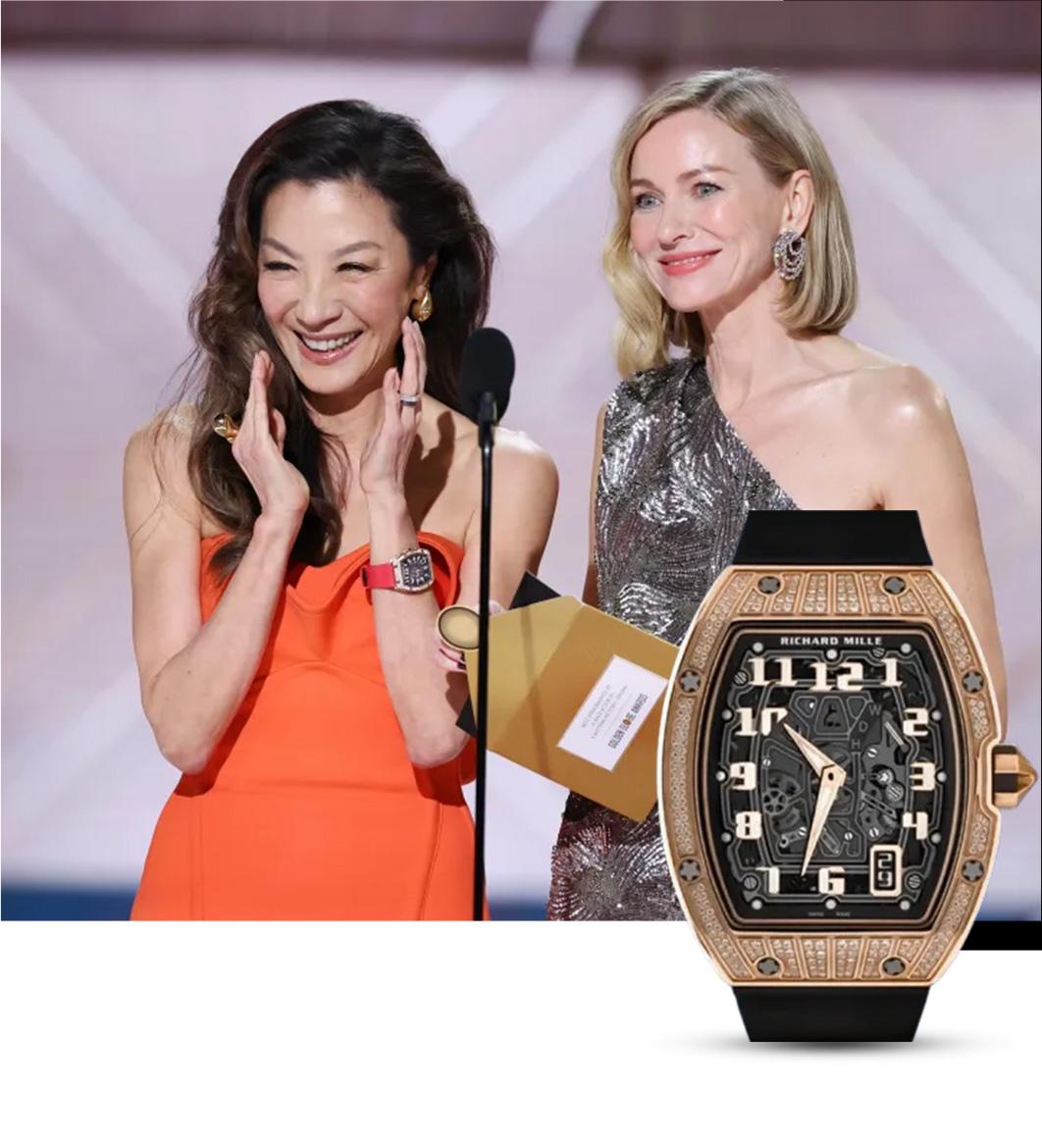 Michelle Yeoh arrived at the Golden Globes donning the Richard Mille RM-010