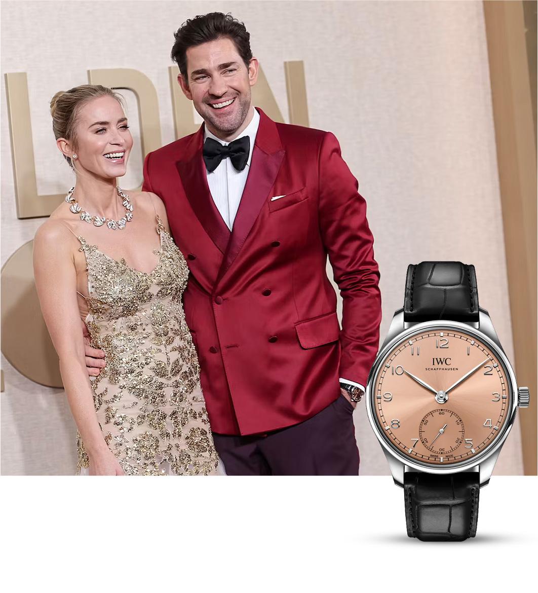 John Krasinski, with wife Emily Blunt, wearing IWC Portugieser Automatic 40