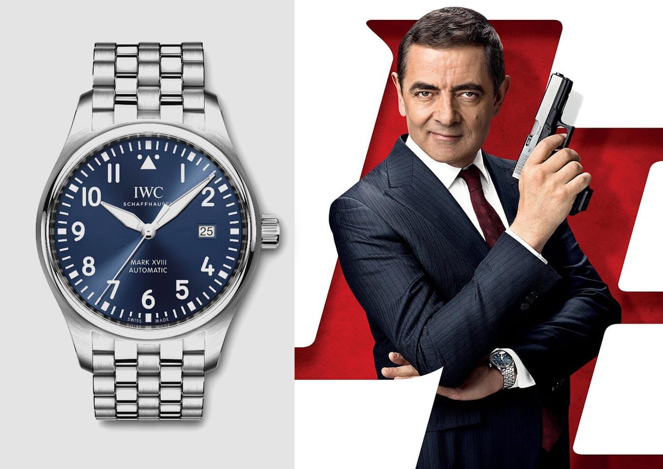 Rowan Atkinson wearing the IWC Pilot\'s Watch in Johnny English Strikes Again