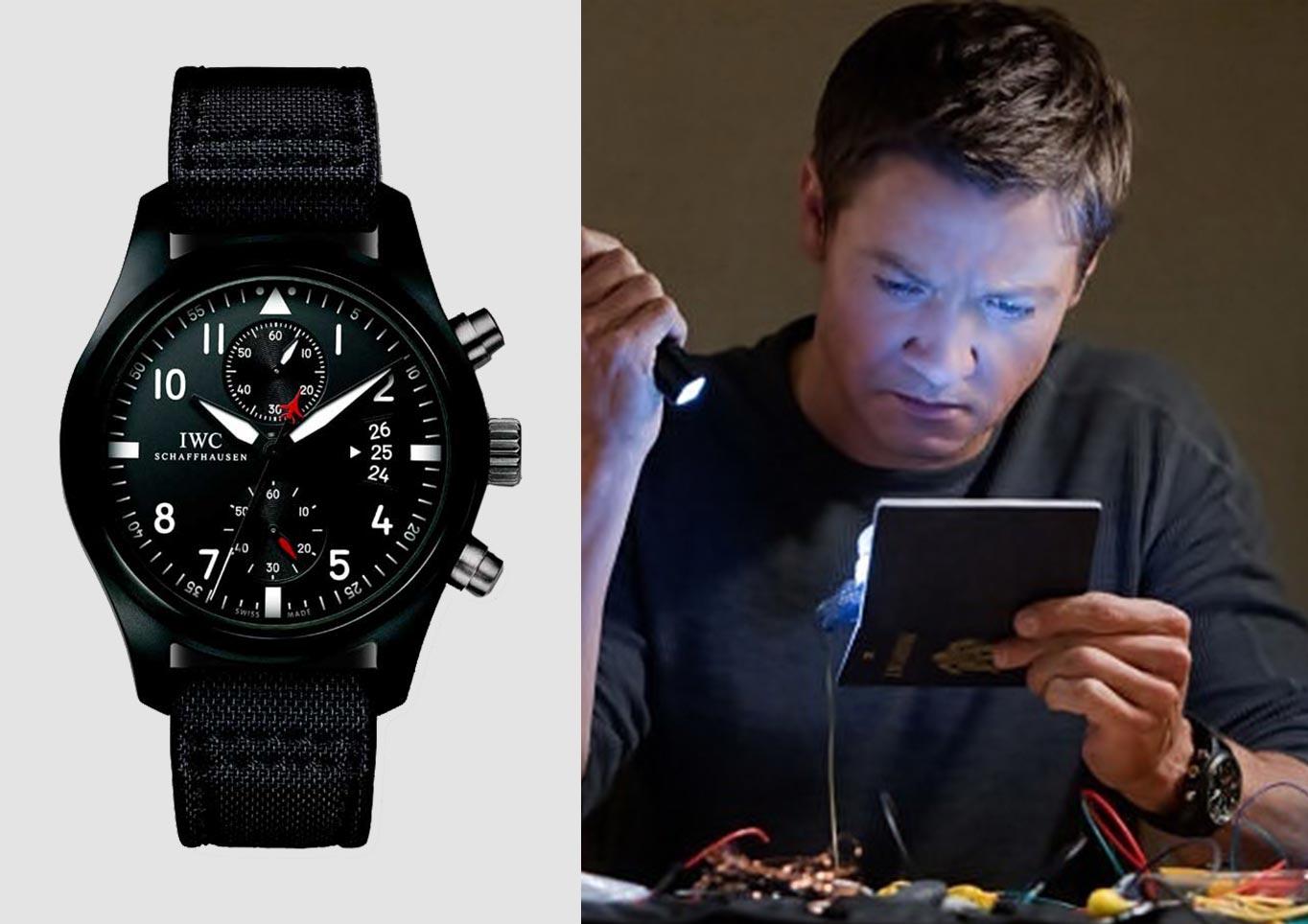 Jeremy Renner wearing the IWC Pilot\'s Watch in The Bourne Legacy