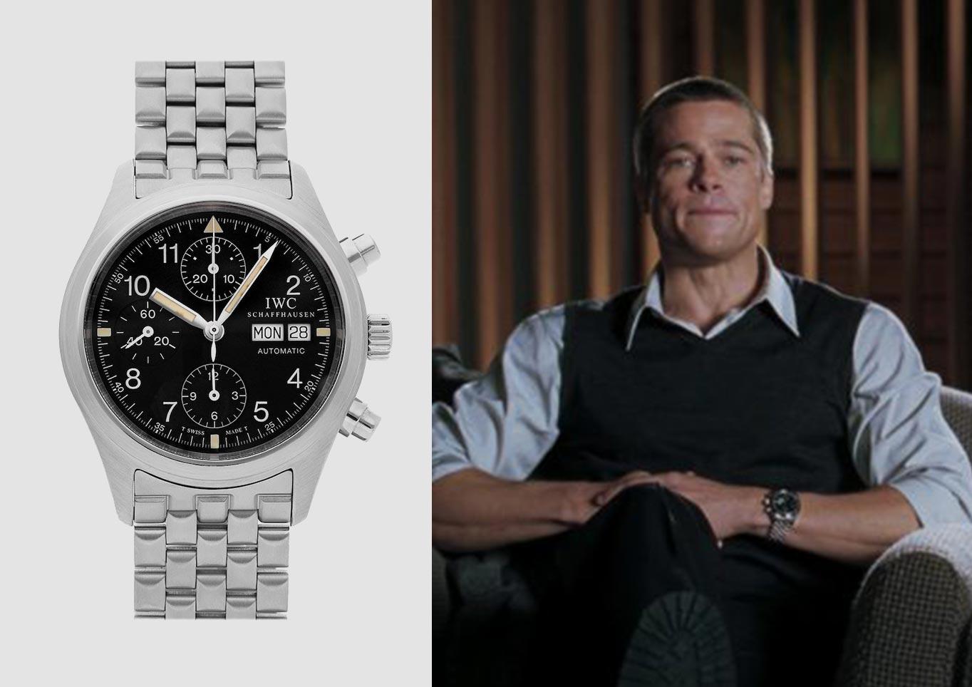 Brad Pitt wearing IWC Spitfire Chronograph 3706