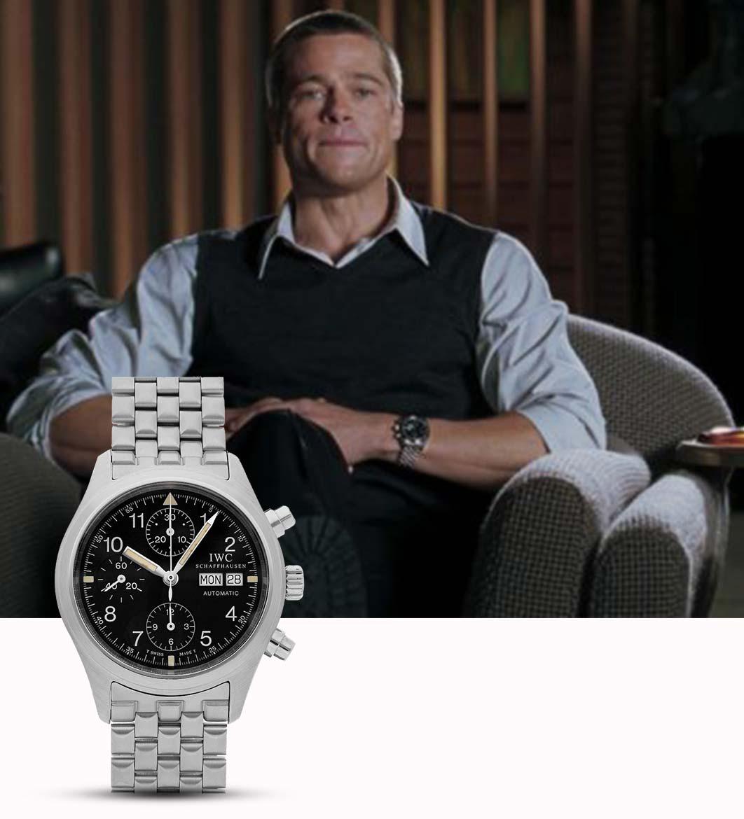 Brad Pitt wearing IWC Spitfire Chronograph 3706
