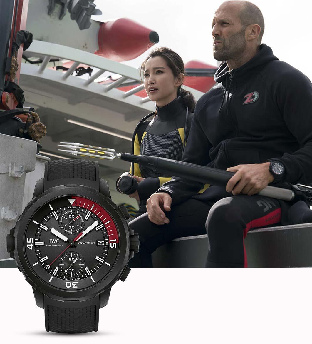 Jason Statham wearing the IWC Aquatimer Chronograph Edition La Cumbre Volcano