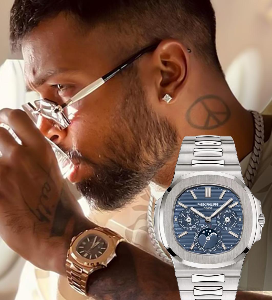 Hardik Pandya wearing the Patek Philippe Nautilus Perpetual Calendar