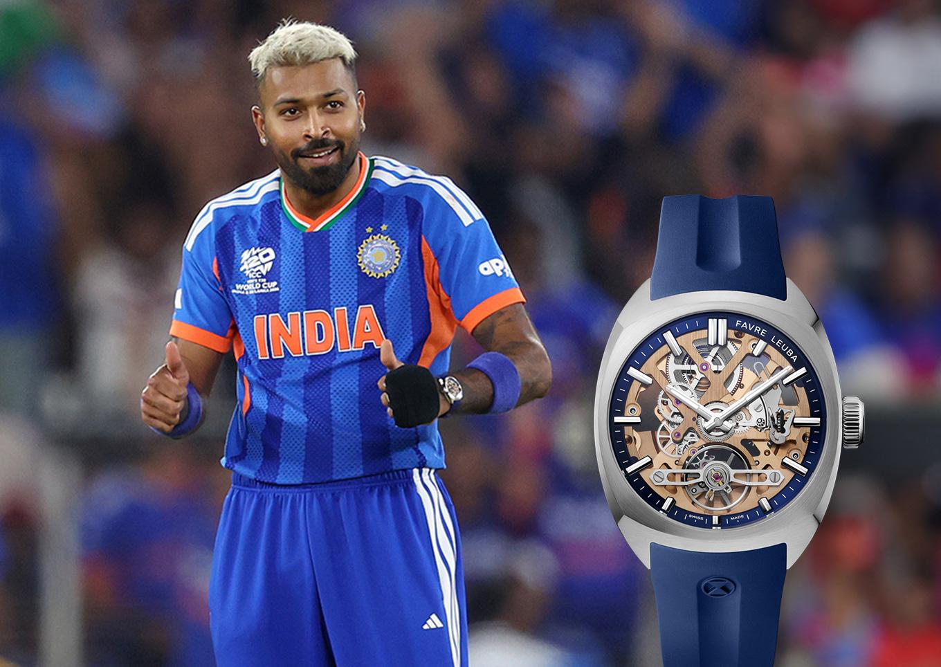 Hardik Pandya wearing the Favre-Leuba Chief Skeleton