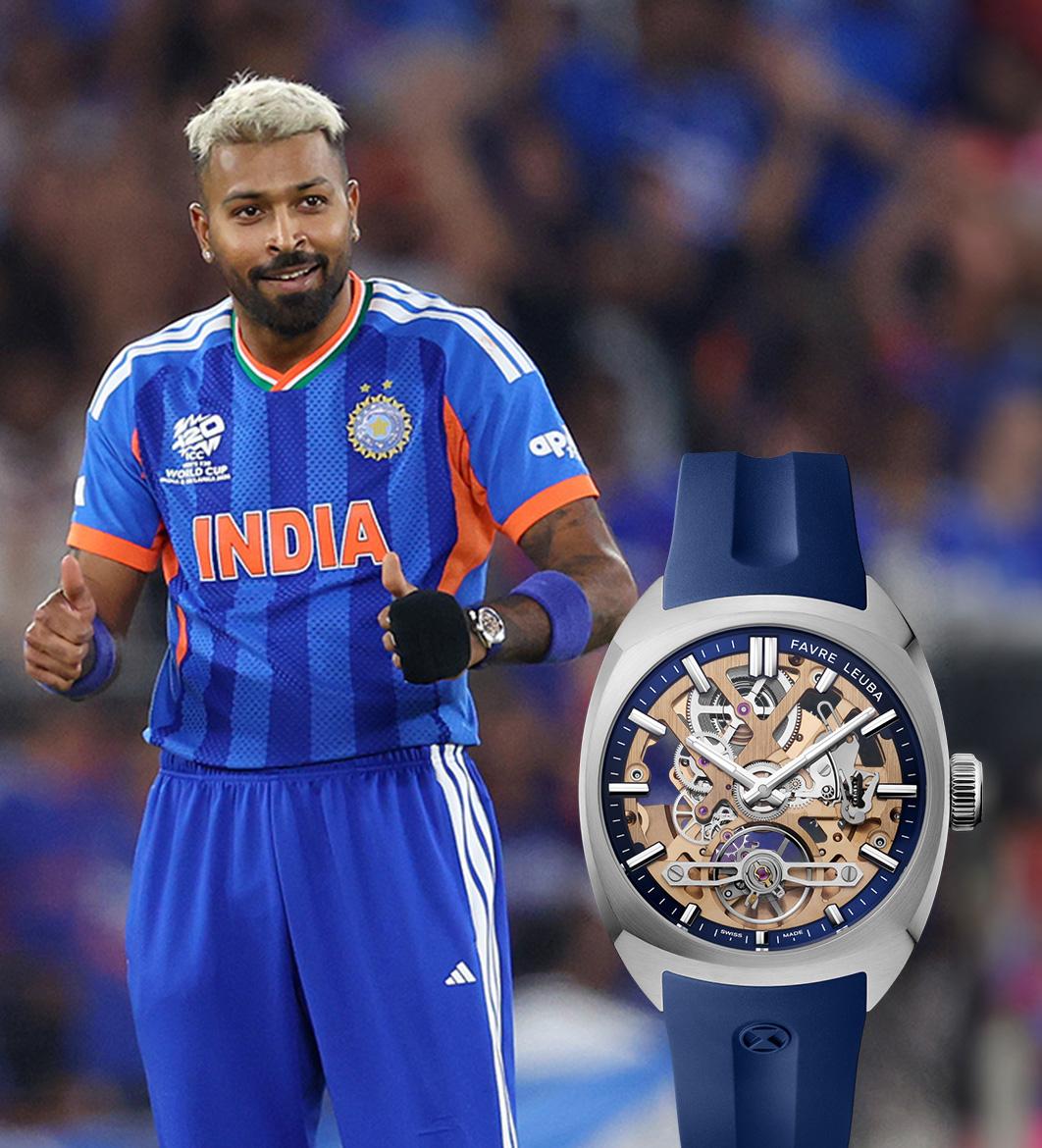 Hardik Pandya wearing the Favre-Leuba Chief Skeleton