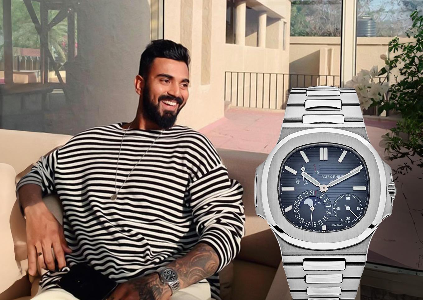 KL Rahul wearing the Patek Philippe Nautilus 5712/1A