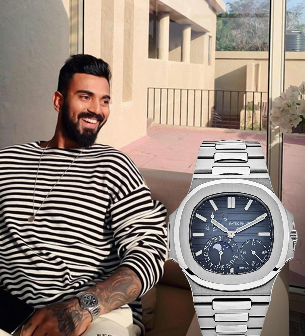 KL Rahul wearing the Patek Philippe Nautilus 5712/1A