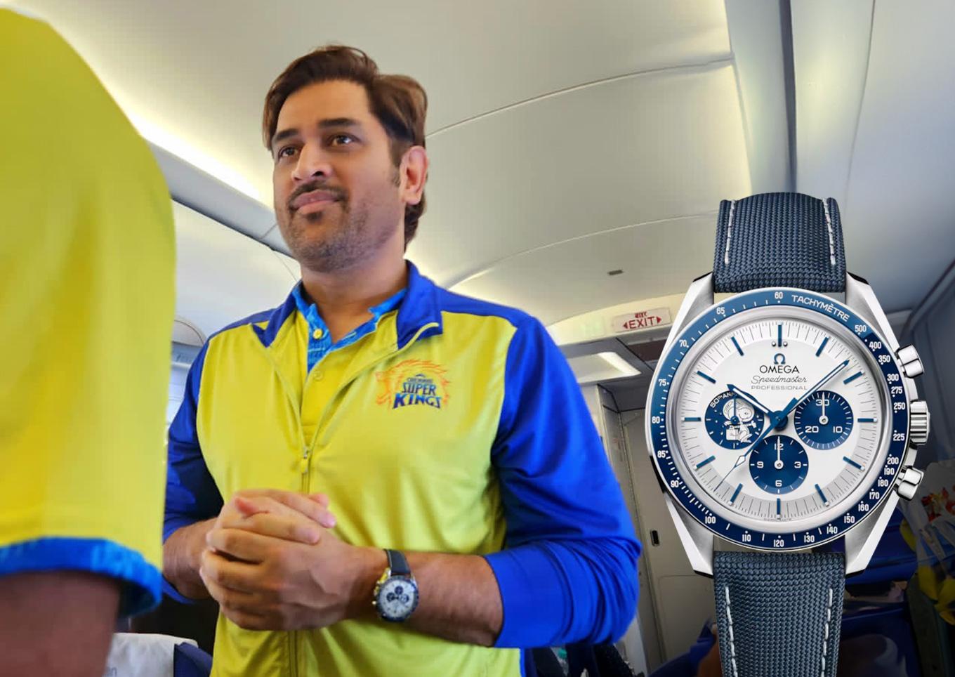 MS Dhoni wearing the Omega Speedmaster “Silver Snoopy Award”