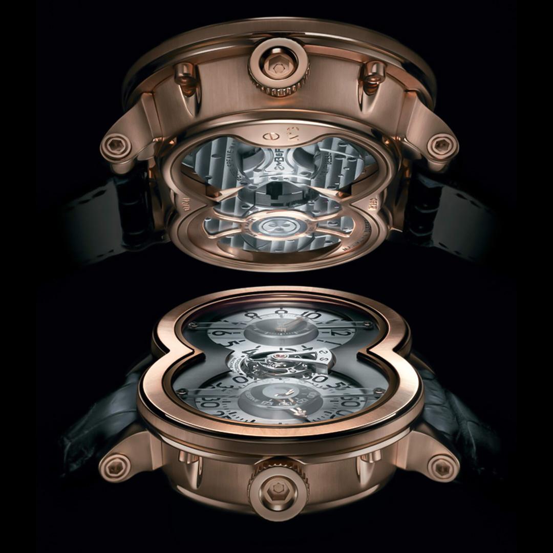 MB&F HM1 rose gold movement and dial