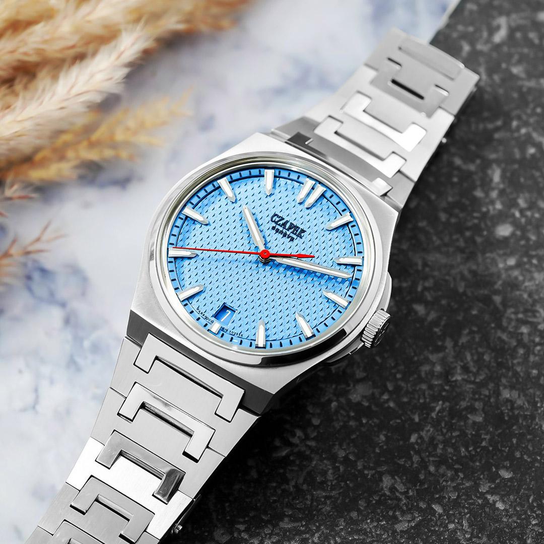 Czapek Antarctique blue guilloché dial steel bracelet