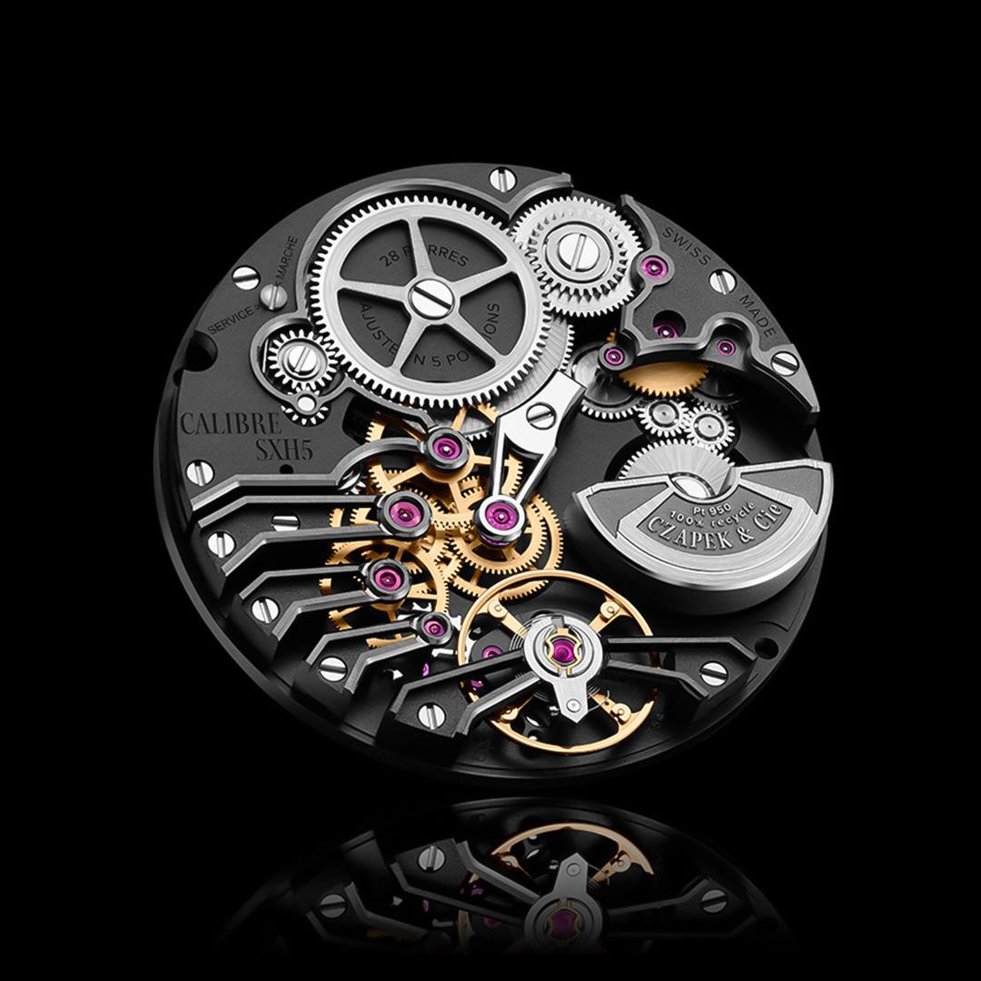 Czapek Calibre SXH5 platinum micro-rotor movement detail