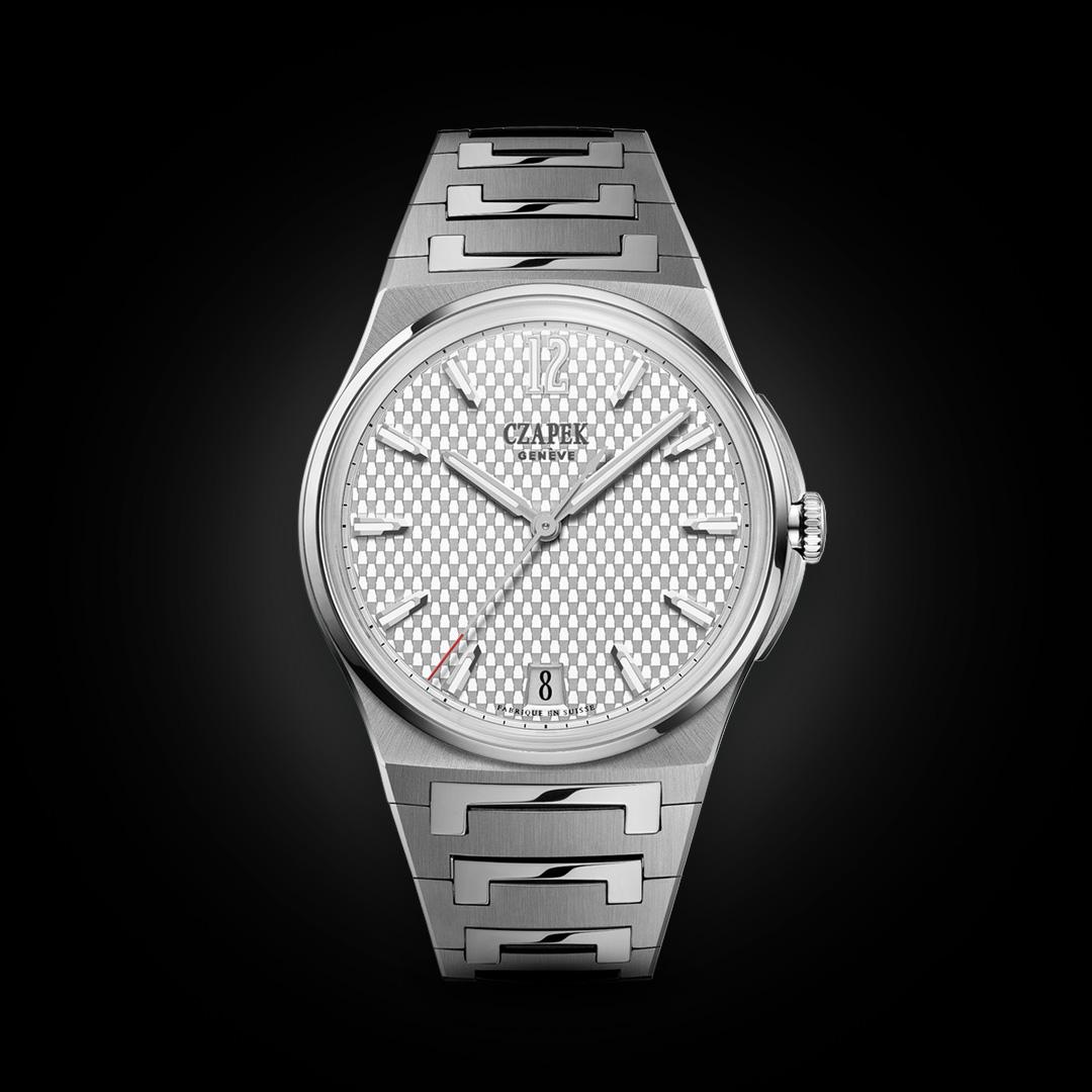 Czapek Antarctique Genève steel bracelet silver guilloché dial